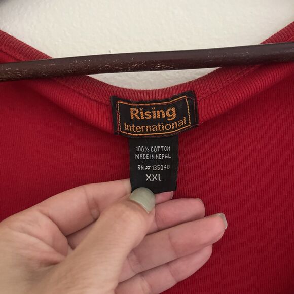 RISING INTERNATIONAL Vtg Cotton Nepalese Floral Boho Hippie Rainbow Dress- XXL - Picture 6 of 8